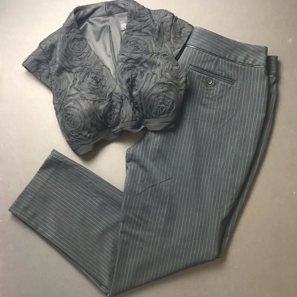 Rafaella black pinstripe slacks. Like new.